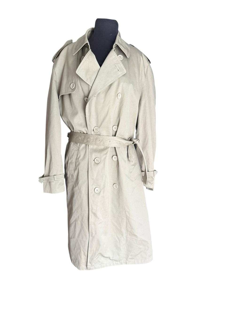 Vintage Oleg Cassini Men’s Trench Coat 44R Khaki Belted Removable Liner Classic